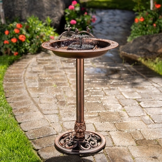 Ornate Solar Bird Bath Fountain with Classical Pedestal Base