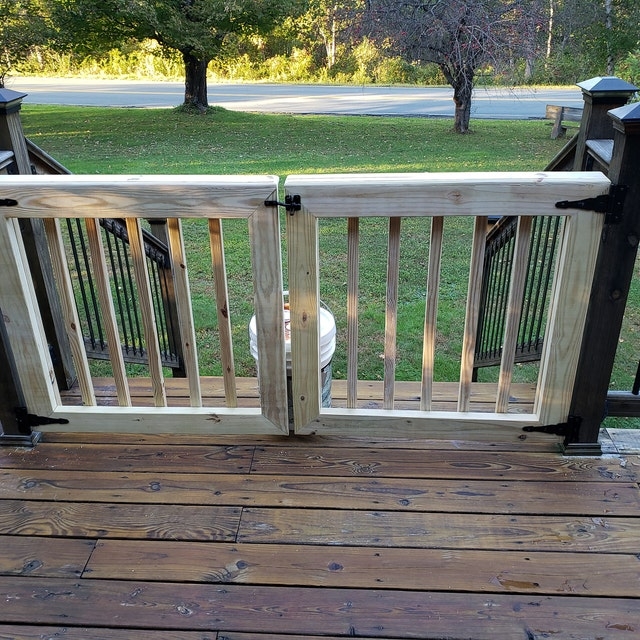 Outdoor Gate Double Swing Design Rustic Farmhouse Wood Strap Hinges