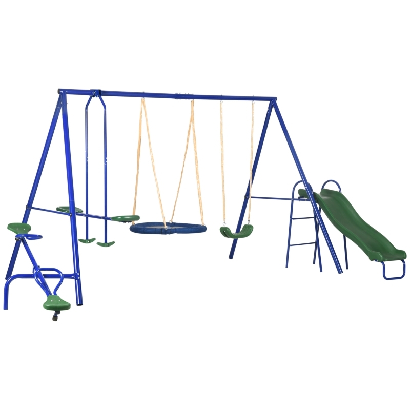 Outdoor Playset 5-in-1 Design featuring Royal Blue Frame and Glider
