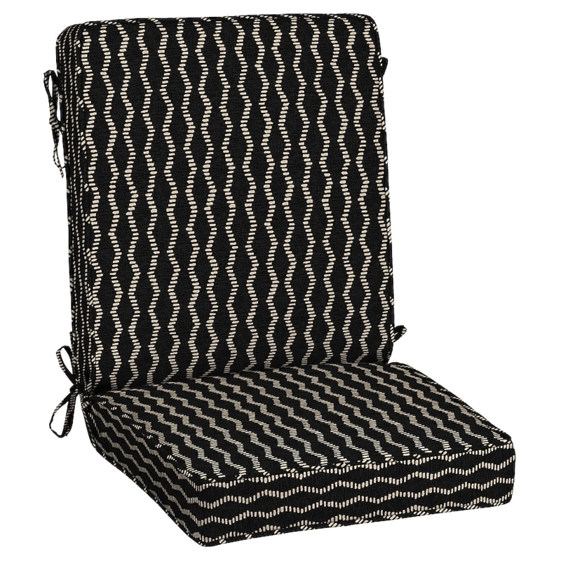 Outdoor Seat Cushion: Black Helix Jacquard Pattern, Modern Boho Style