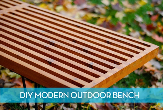 Outdoor Slat Bench with Hairpin Legs and Wood Toned Finish