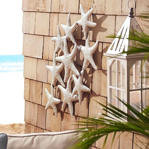 Outdoor Wall Art Starfish Motif Textured Finish Clustered Coastal