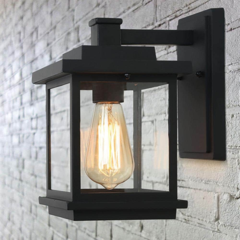 Outdoor Wall Lantern: Rectangular Cage with Tiered Top