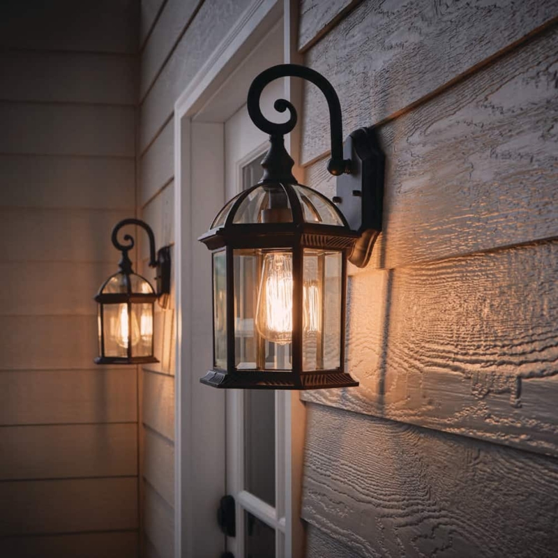 Outdoor Wall Light: Weathered Bronze Shepherd's Crook Lantern