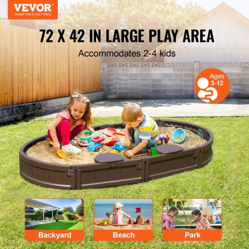Oval Sandbox in HDPE Plastic with Four Corner Seats and Bottom Liner