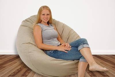 Oversized Bean Bag Chair Warm Beige Slouchy Comfort Seat