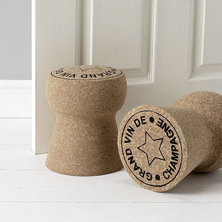 Oversized Door Stop Champagne Cork Shape Cork Texture Typography Print