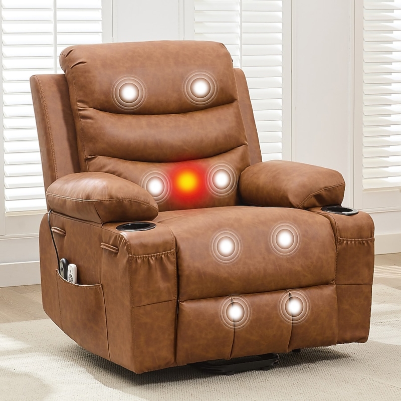 Oversized Power Lift Recliner with Massage and Heated Lumbar