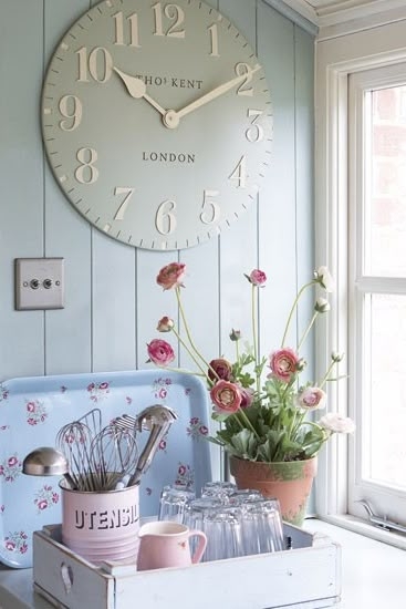 Oversized Wall Clock with Pastel Palette Sage Green Finish
