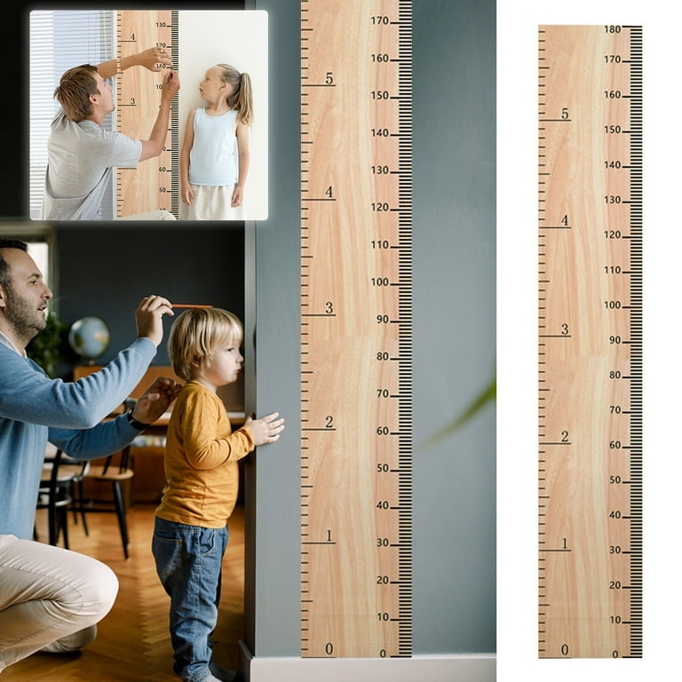 Oversized Wooden Growth Chart Ruler with Realistic Wood Grain Print