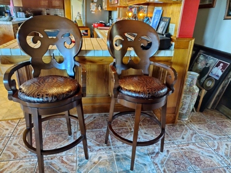 Pair Elegant Leather Bar Stools