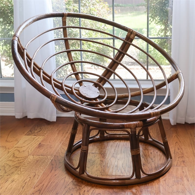 Papasan Chair Frame, Concentric Rattan Rings, Chestnut Brown