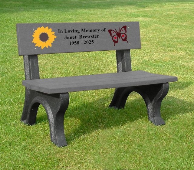 Park Bench Sunflower Graphic Butterfly Decal Charcoal Grey