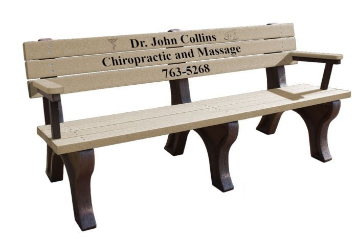 Park Bench Triple Support Legs Composite Engraved Commercial