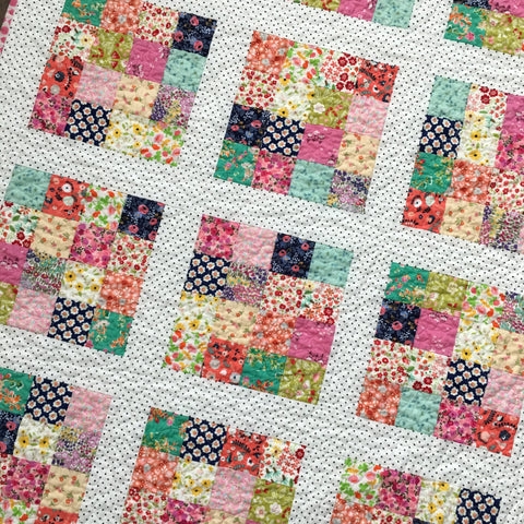 Patchwork Quilt Tiny Florals Polka Dot Sashing Sixteen Patch