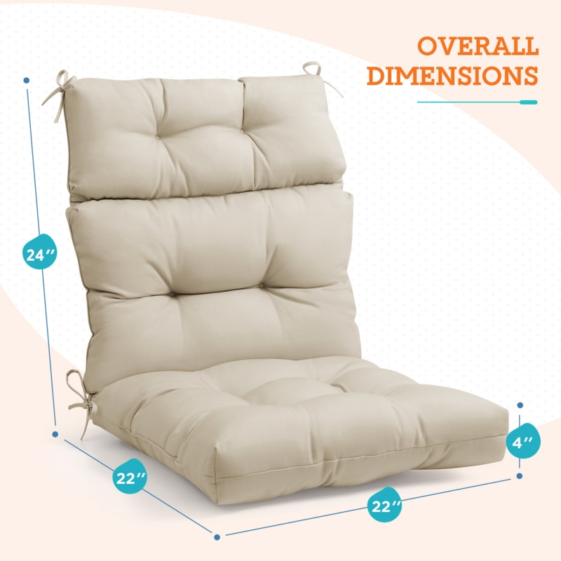 Patio Chair Cushion: Four-Inch Thickness, Warm Beige Tufted Design