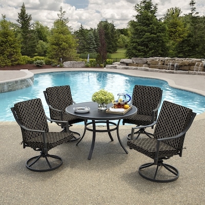 Patio Dining Set Cushions: Wavy Pattern, Sand Beige High Back Design