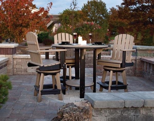 Patio Pub Set Poly Lumber Two-Tone Swivel Chairs All-Weather