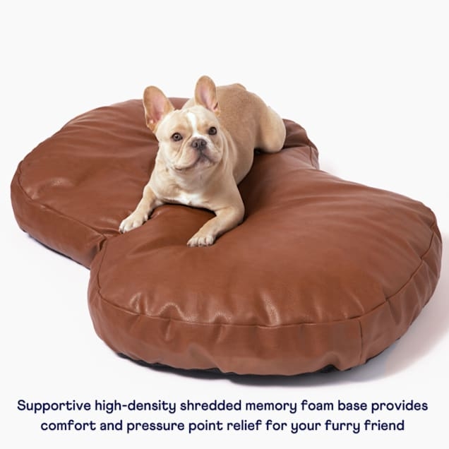 Paw Brands PupCloud Faux Leather Memory Foam Dog Bed, 50"x32"x5", Bourbon |  Petco