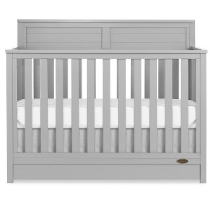 Pebble Grey 5-in-1 Crib with Paneled Backboard and Under Drawer