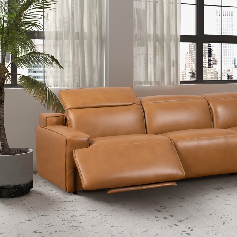 Pebbled Grain Leather Power Recliner with Track Arms