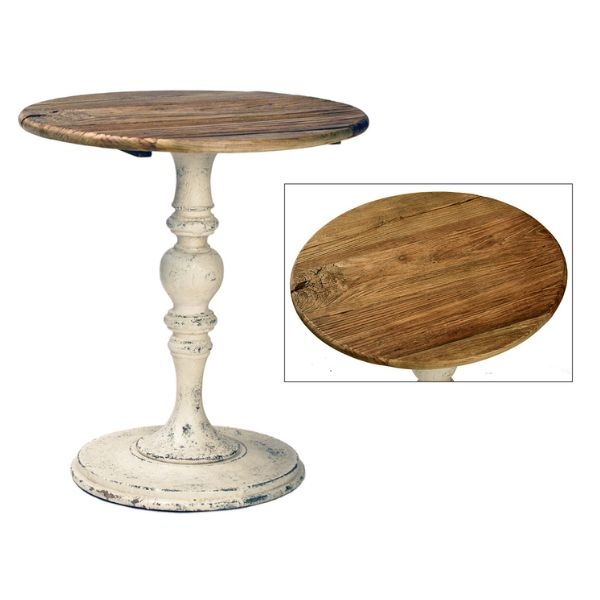 Pedestal Base Side Table Round Turned Column Wood Top