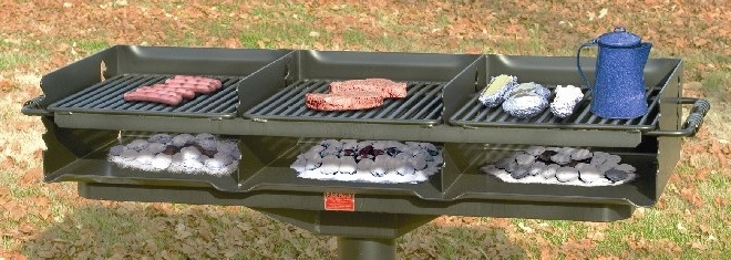 Pedestal Mount Charcoal Grill with Multi Zone Cooking and Tiered Grates