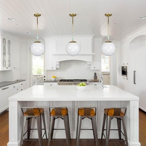 Pendant Light Custom Collar Brass Hardware Transitional Fixture