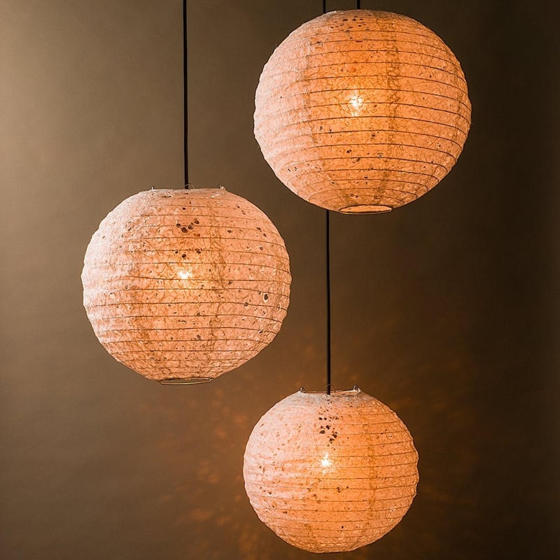 Pendant Light Fibrous Lace Paper Spherical Wabi Sabi Staggered