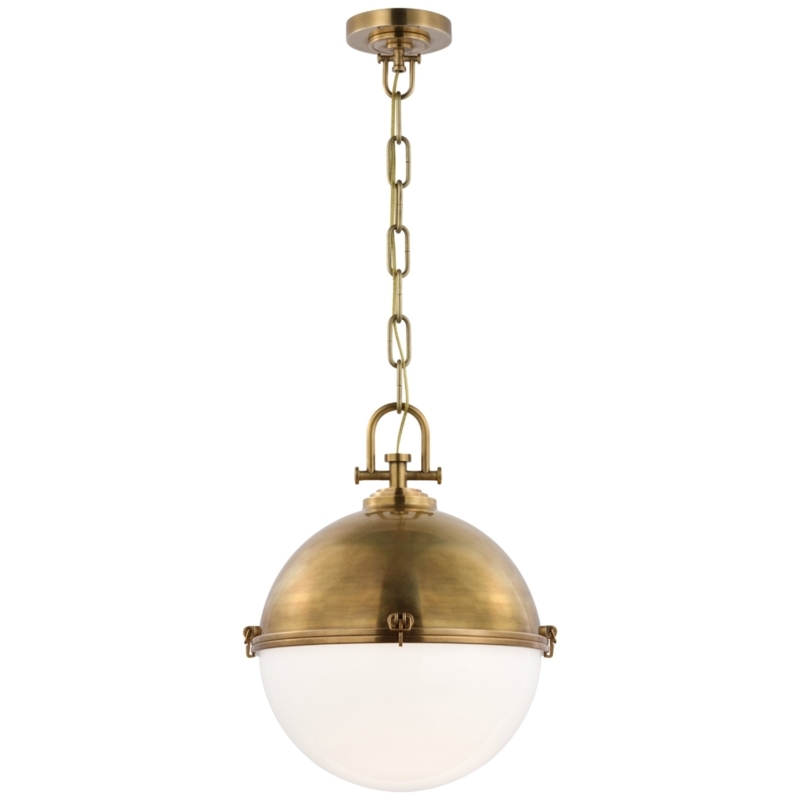 Pendant Light Industrial Latches Two Tone Globe Burnished Brass