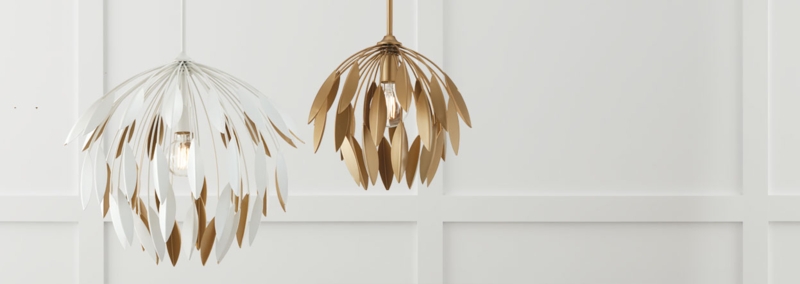 Pendant Light Leaf Shaped Petals Layered Design Botanical Silhouette Gold