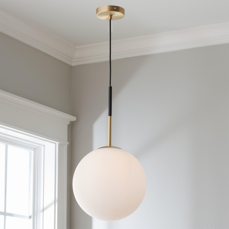 Pendant Light Mixed Metal Stem Frosted Scandinavian Globe