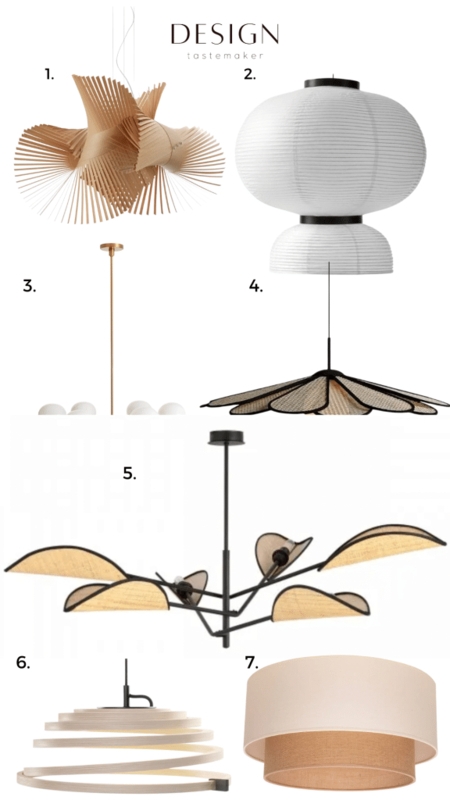 Pendant Light Multi Arm Design Woven Leaf Panels Sculptural Wood