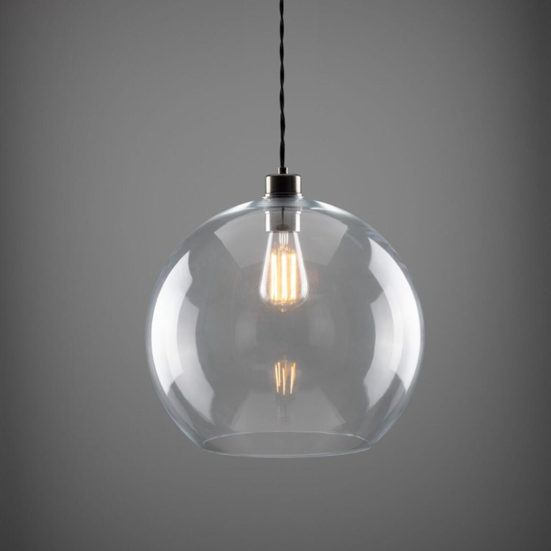 Pendant Light Open Bottom Glass Twisted Cord Industrial Orb