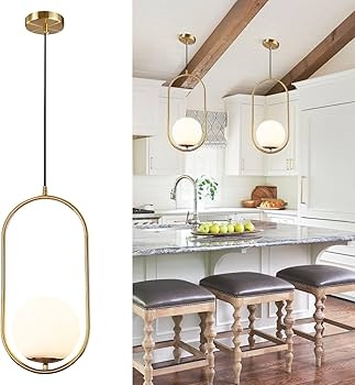 Pendant Light Oval Ring Frame Spherical Glass Minimalist