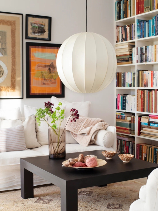 Pendant Light Oversized Spherical Ribbed Texture Off White