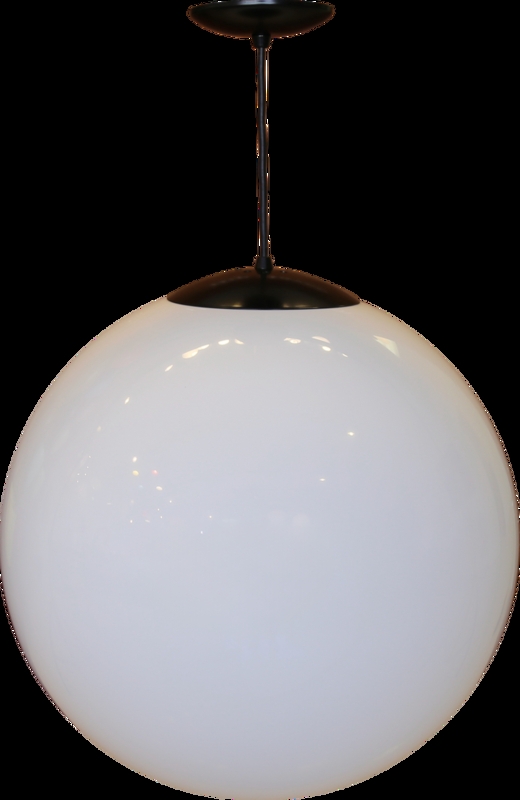 Pendant Light Rigid Stem Opaque White Globe Minimalist Orb