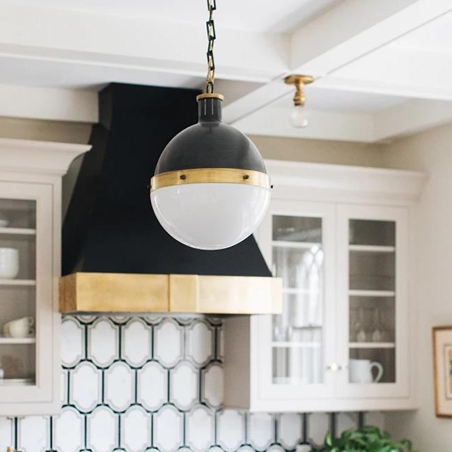 Pendant Light Rivet Detailing Bicolor Shade Hand Rubbed Brass