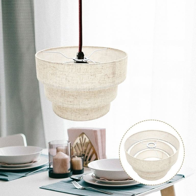 Pendant Light Shade Three Tier Design Textured Linen Look