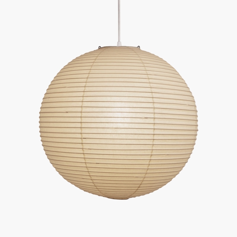 Pendant Light Spherical Paper Horizontal Ribbing Minimalist Design