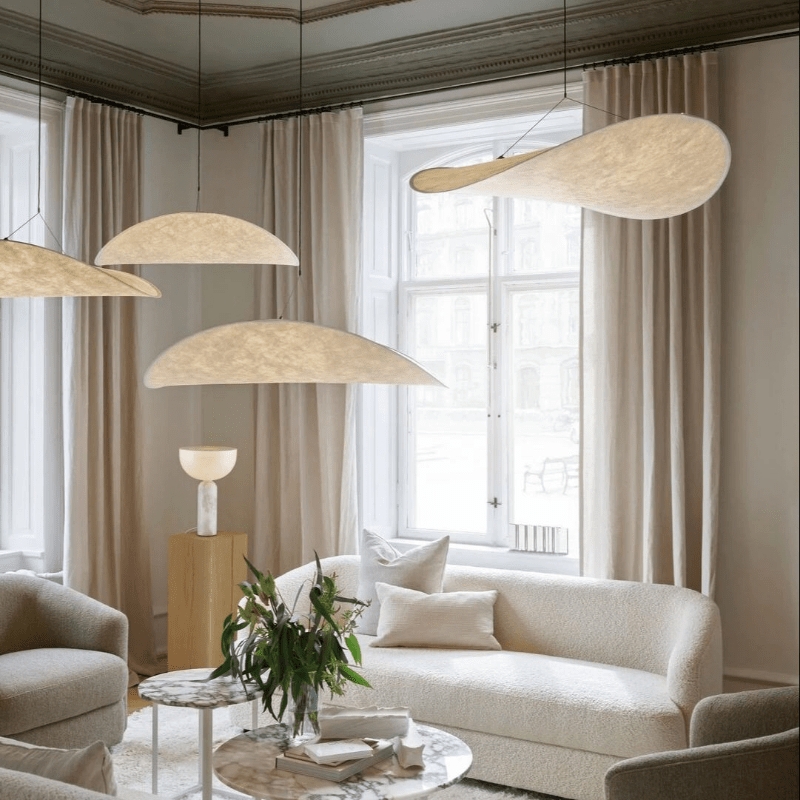 Pendant Light Textured Cloud Shape Translucent Undulating Shade