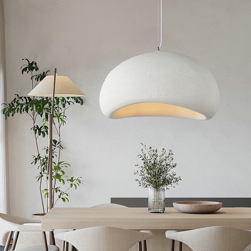 Pendant Light Undulating Edge Oval Resin Textured Wabi Sabi Style