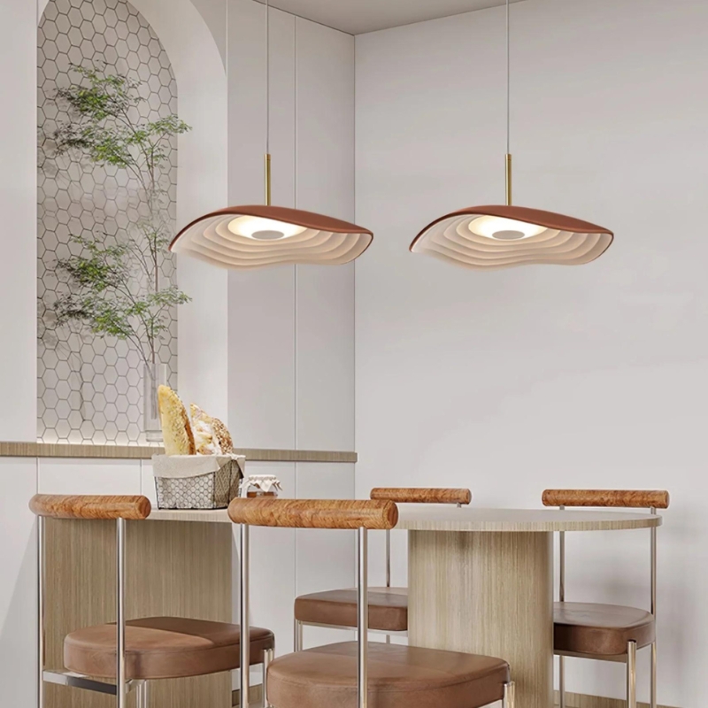 Pendant Light Wavy Shade Tiered Interior Clay Brown Organic Modern