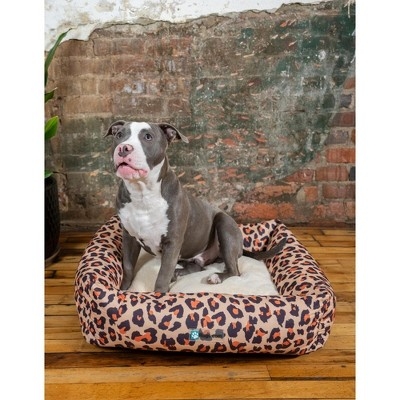 Pet Bed Rectangular Bolstered Sides Cream Plush Interior Industrial Loft