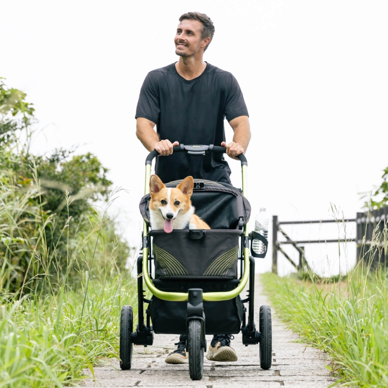 Pet Jogging Stroller Graphic Line Detailing Lime Green Pet Jogger