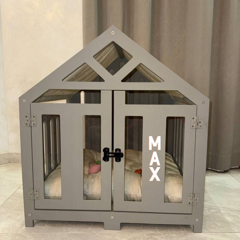 Pet Kennel Furniture Gable Roof, Matte Gray Architectural Design