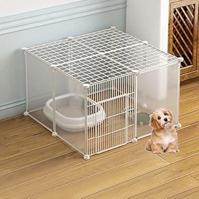 Pet Playpen Minimalist White Wire and Translucent Panel Modular Kit