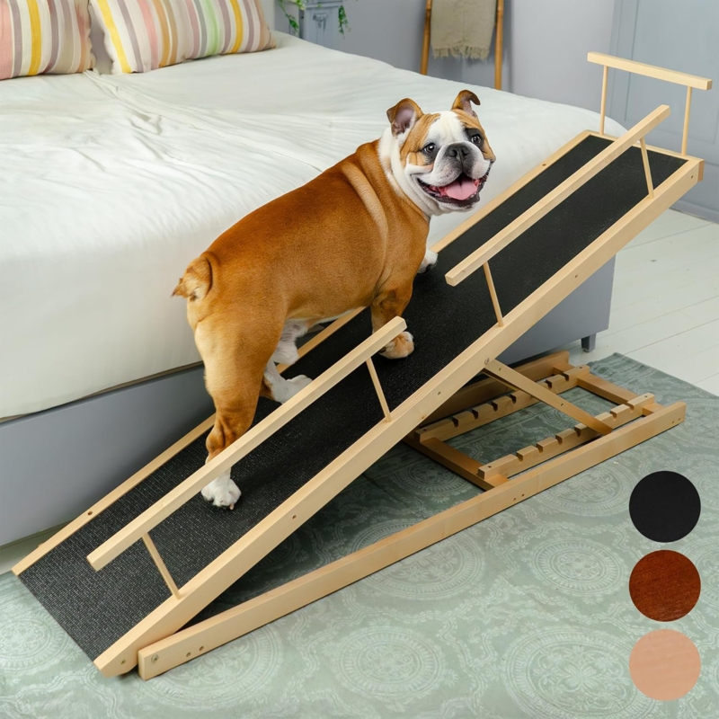 Pet Ramp Adjustable Birchwood Frame Side Safety Rails