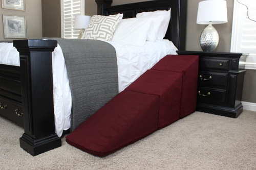 Pet Ramp Burgundy Fabric Extra Tall Profile Foam Stairs