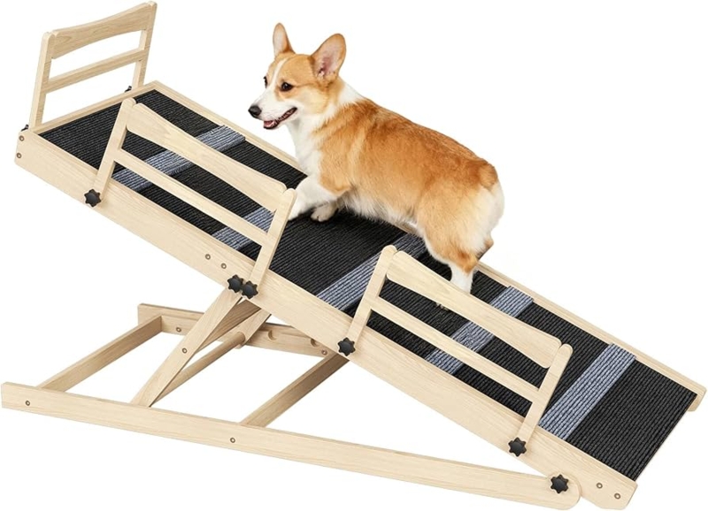 Pet Ramp Natural Blonde Wood Five Level Adjustment Rails